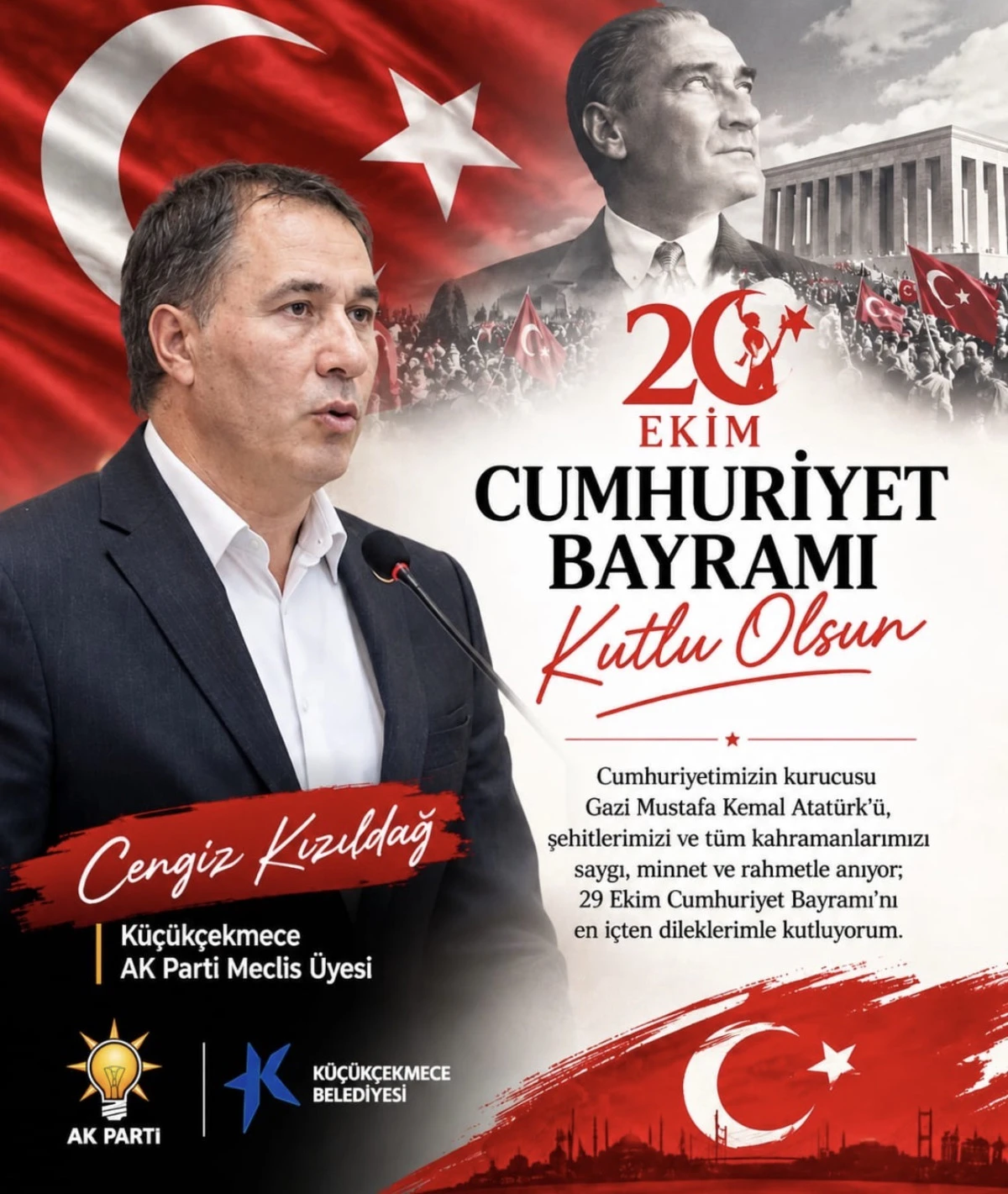 CENGİZ KIZILDAĞ&rsquo;DAN 29 EKİM CUMHURİYET BAYRAMI MESAJI 