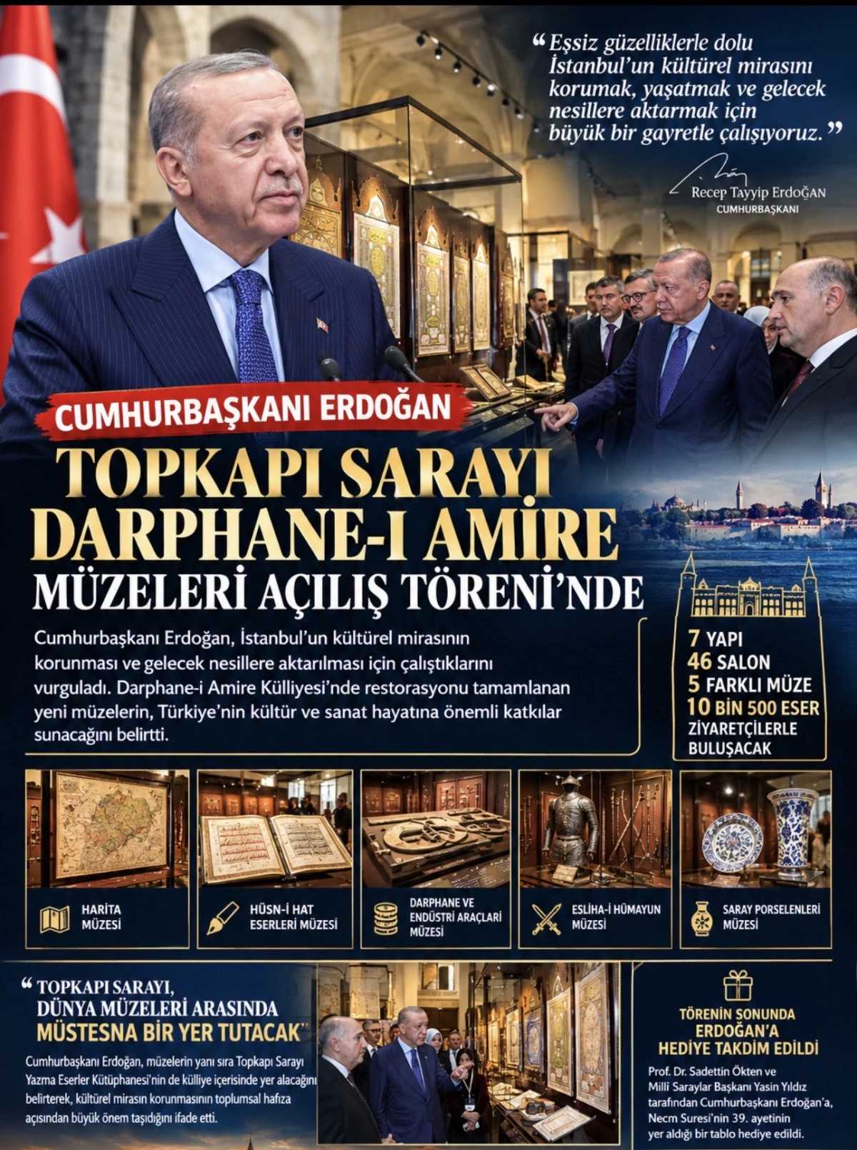 Cumhurbaşkanı Recep Tayyip Erdoğan, Topkapı Sarayı Darphane-i Amire M&uuml;zeleri A&ccedil;ılış T&ouml;reni&rsquo;nde  