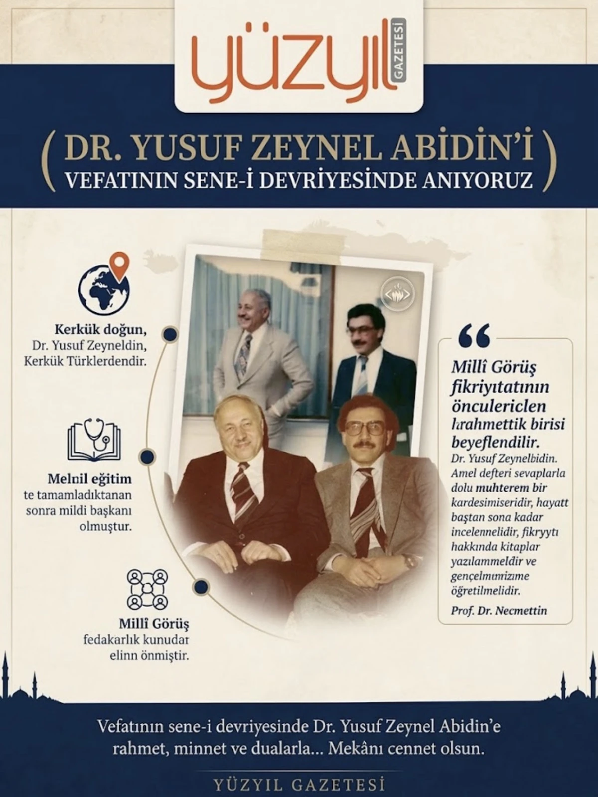 DR. YUSUF ZEYNEL ABİDİN&rsquo;İ VEFATININ SENE-İ DEVRİYESİNDE ANIYORUZ