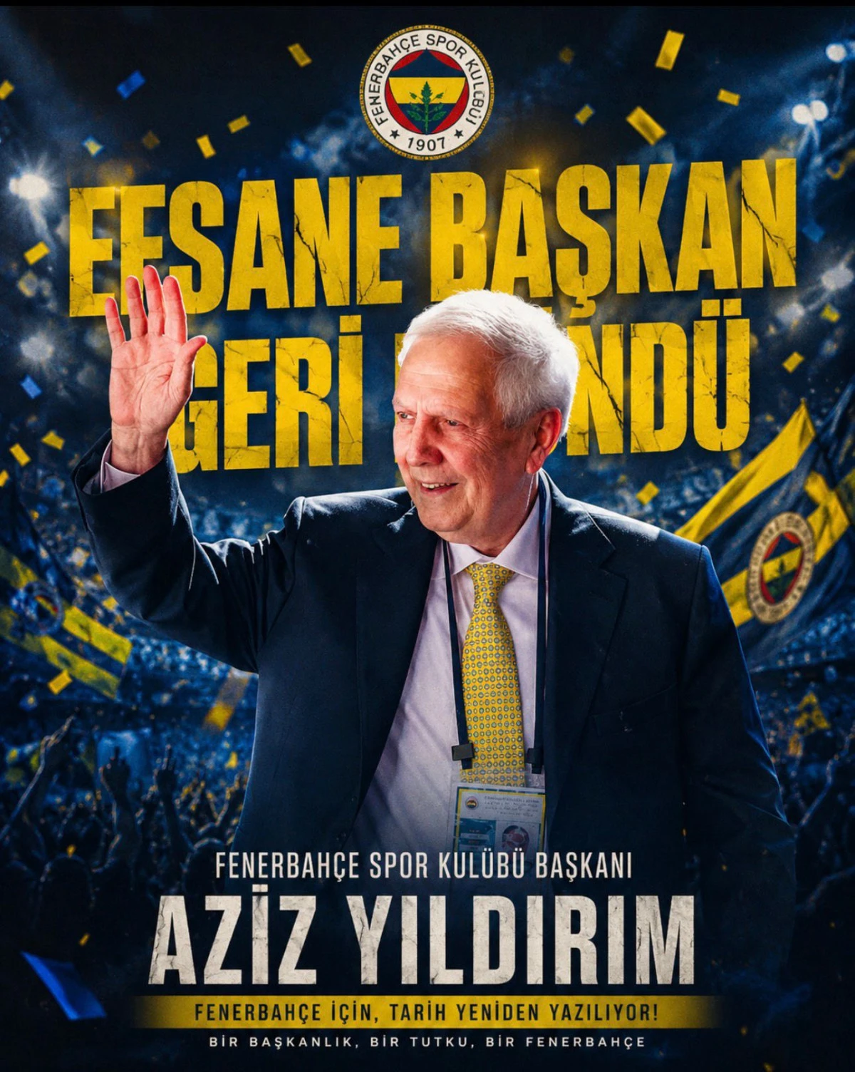 Fenerbah&ccedil;e&rsquo;de Aziz Yıldırım D&ouml;nemi Resmen Başladı 